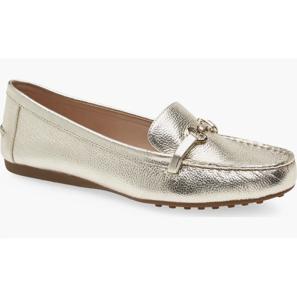 KATE SPADE NEW YORK Women Gold Carson Round Toe Slip On Leather Loafers Size 7.5 - Picture 15 of 15